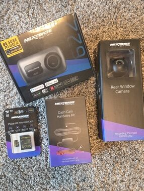 Black Dash Cam with Rear Window Camera and 256GB microSD Kit